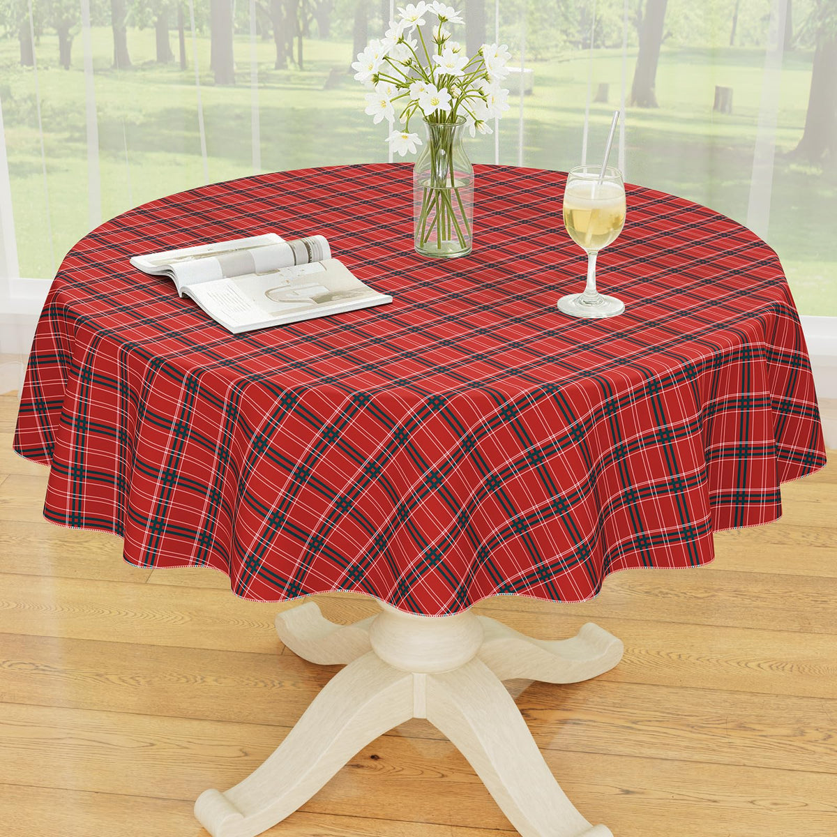 Smiry Picnic Table Cloth, Vinyl Tablecloths with Flannel Backing, 60"x84"