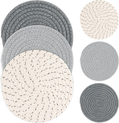 MAQIHAN 3PCS Woven Trivets for Hot Dishes - 3 Hot Pot Pads