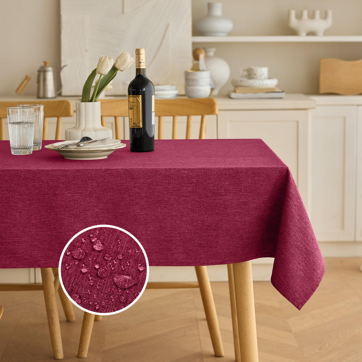 Decorelia Linen Textured Fall Tablecloth Rectangular Burnt Orange, 52"x70"