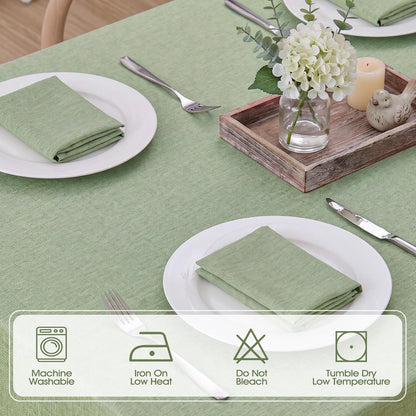 Veblandy Rectangle Tablecloth Linen Textured Waterproof & Stain Resistant Table Cloth Wrinkle Free Decorative Fabric Farmhouse Table Cover for Dining/Party/Buffet/Wedding, 60 x 104 Inch, Sage Green