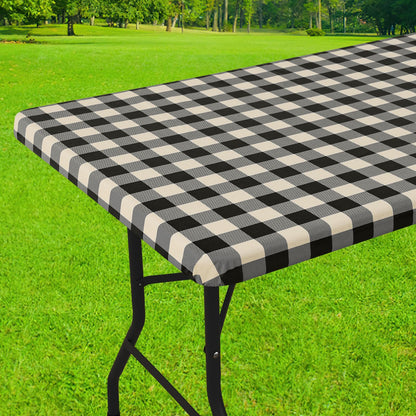 Smiry 6 Foot Picnic Table Cloth, Flannel Backed Fitted Vinyl tablecloths