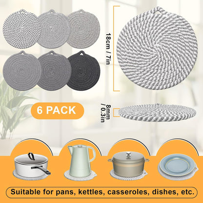7" Trivets for Hot Dishes, 6 Pack Trivets for Hot Pots and Pans