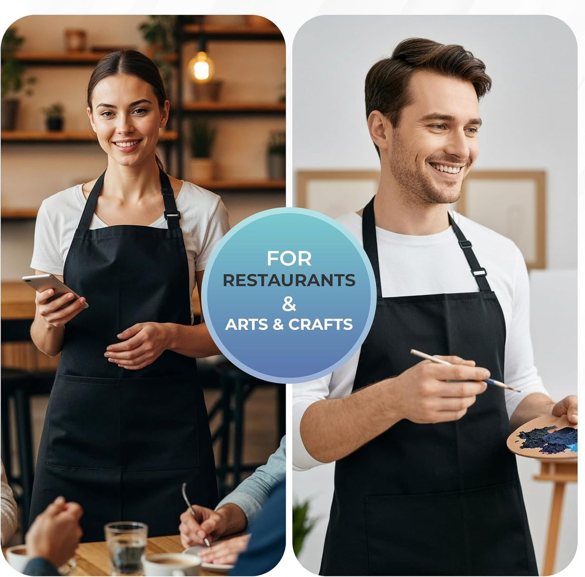 Utopia Kitchen Bib Aprons 4 Pack Adjustable With 2 Pockets