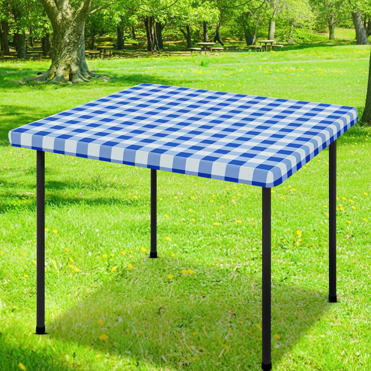 Smiry 6 Foot Picnic Table Cloth, Flannel Backed Fitted Vinyl tablecloths