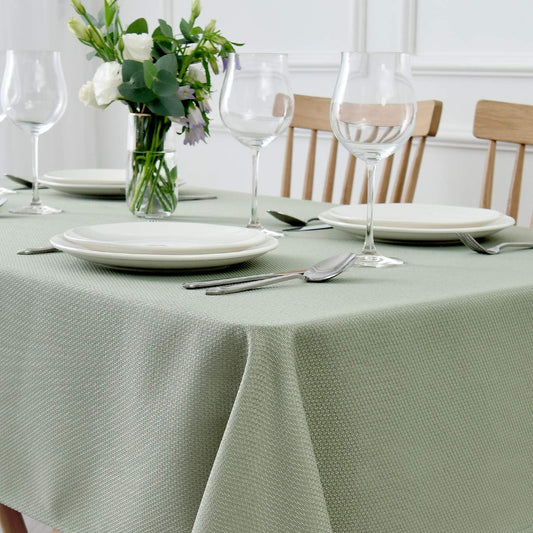 maxmill Rectangle Textured Tablecloth Waterproof Spillproof Wrinkle Free Table Cloth, Kitchen Dining Tabletop Decoration, Fabric Table Cover for Outdoor and Indoor Use, 52 x 70 Inch, Sage Green