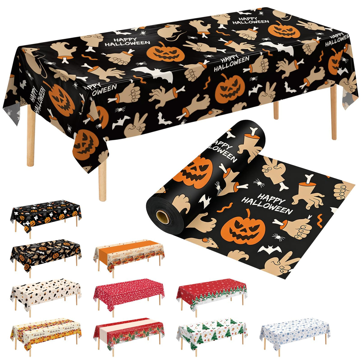 54 Inch X 300 Feet Plastic Table Cover Roll Premium Disposable Plastic Tablecloth for All Type/Shape Tables | Picnic, Party, Banquet, Birthdays, Weddings (Blue, 54 Inch X 300 Feet)