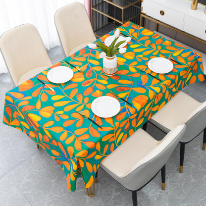 Rectangle Table Cloth,100% Waterproof Tablecloth Oil Proof Spill Proof Vinyl Table Cloth, Wipe Clean Plastic Table Cover for Dining, Camping, Indoor and Outdoor 52" x 70",Leaves