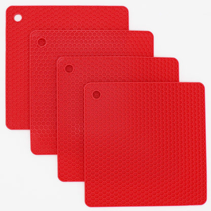 Silicone Trivets for Hot Dishes, Pots and Pans, Hot Pads for Kitchen, Dark Grey Silicone Pot Holders Mats for Kitchen Quartz Counter Heat Resistant Mat, Flexible Trivet Mat Set 4