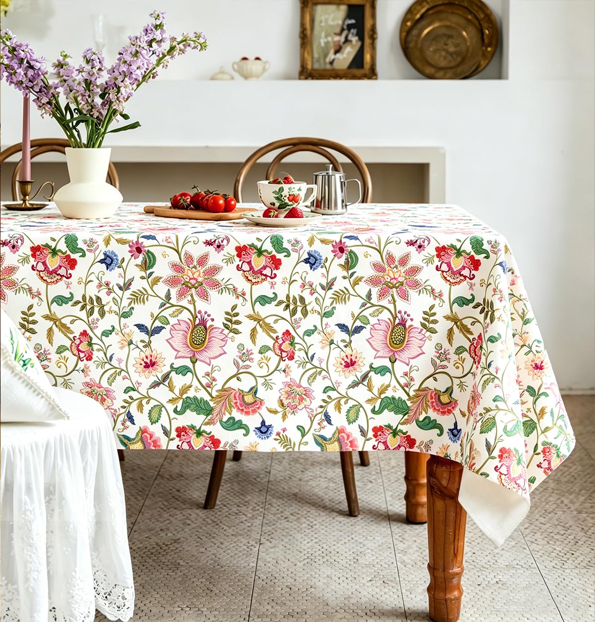 Rectangle Tablecloth - 60 x 120 Inch Blue Bohemia Rustic Tablecloth Classic French Country Printed Table Cover Farmhouse Decoration, Suitable for Home, Kitchen Dining