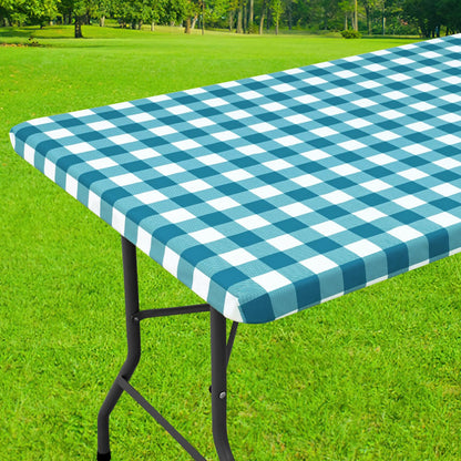 Smiry 6 Foot Picnic Table Cloth, Flannel Backed Fitted Vinyl tablecloths