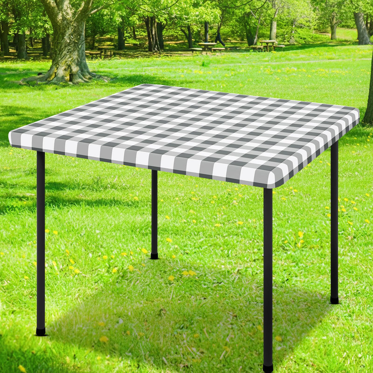 Smiry 6 Foot Picnic Table Cloth, Flannel Backed Fitted Vinyl tablecloths