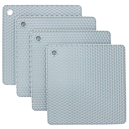 Silicone Trivets for Hot Dishes, Pots and Pans, Hot Pads for Kitchen, Dark Grey Silicone Pot Holders Mats for Kitchen Quartz Counter Heat Resistant Mat, Flexible Trivet Mat Set 4
