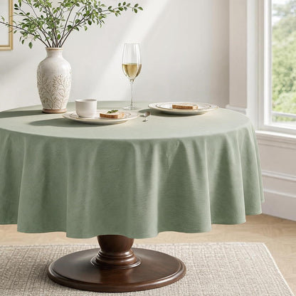 Veblandy Rectangle Tablecloth Linen Textured Waterproof & Stain Resistant Table Cloth Wrinkle Free Decorative Fabric Farmhouse Table Cover for Dining/Party/Buffet/Wedding, 60 x 104 Inch, Sage Green