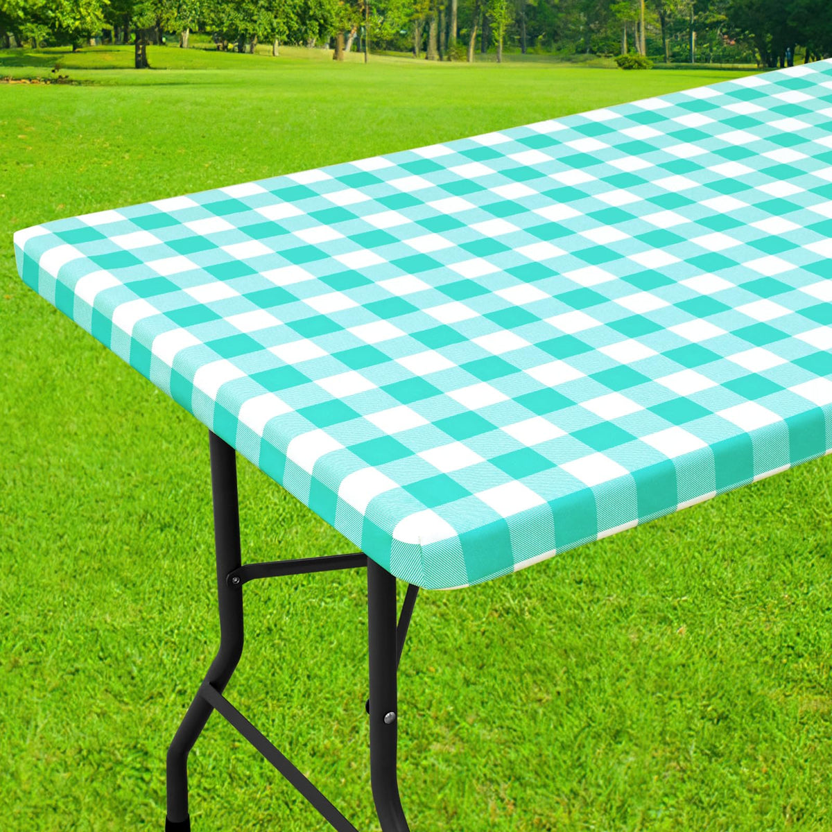 Smiry 6 Foot Picnic Table Cloth, Flannel Backed Fitted Vinyl tablecloths
