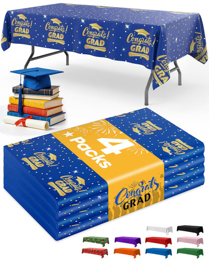 Niuara Black Plastic Table Cloth Disposable, 4 Pack, 54 x 108 in