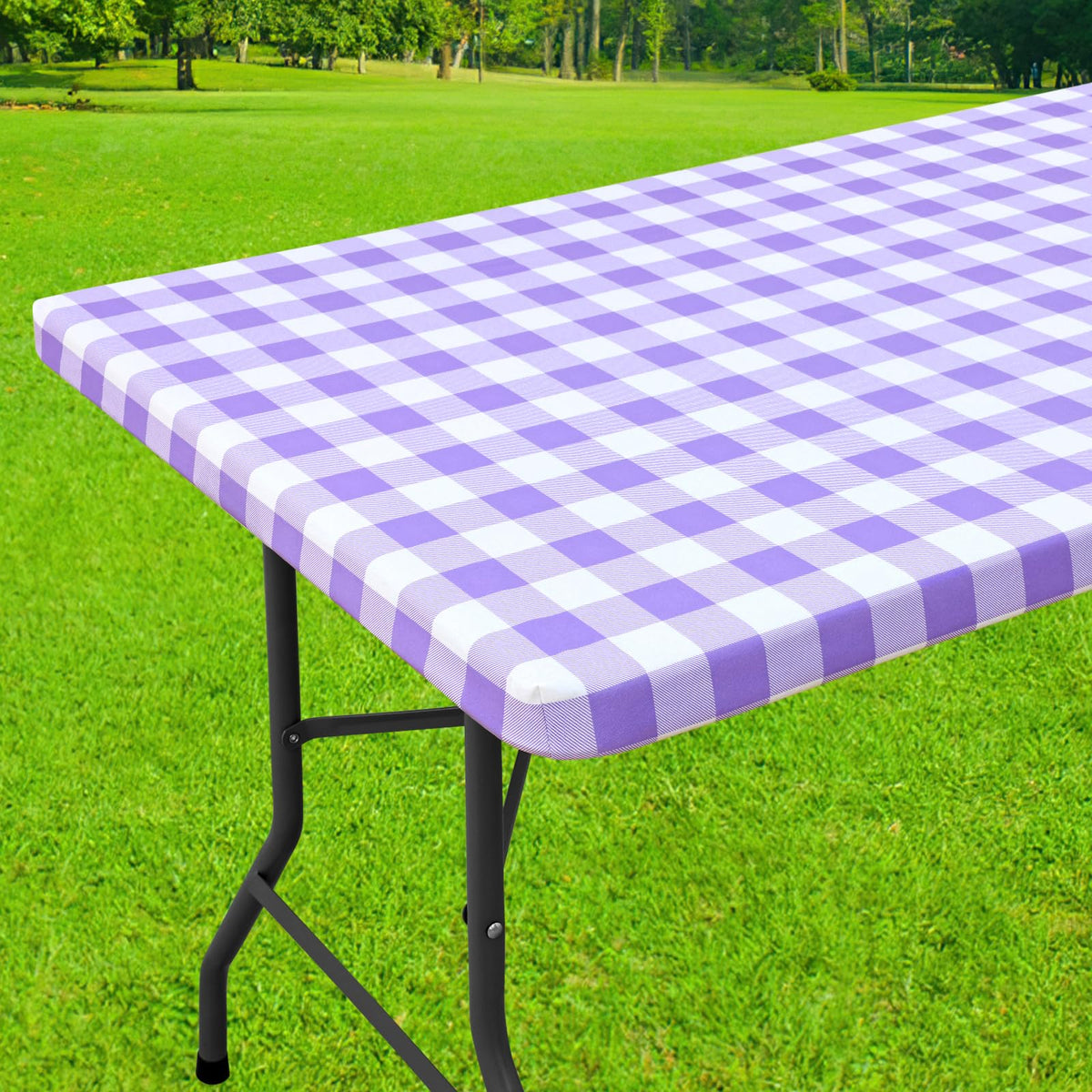 Smiry 6 Foot Picnic Table Cloth, Flannel Backed Fitted Vinyl tablecloths