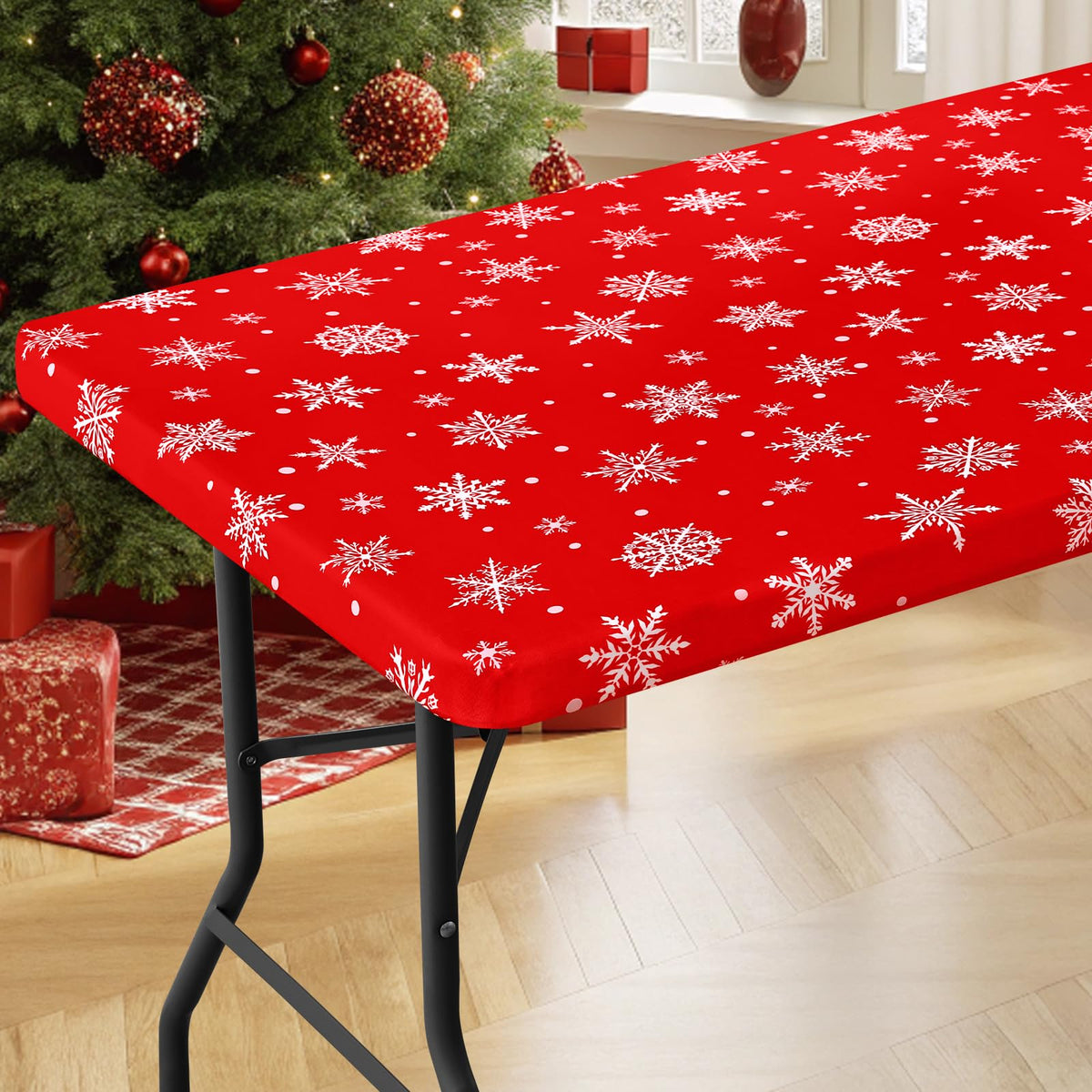 Moosfor Rectangle Spandex Fitted Table Cloth, 6FT Elastic Tablecloth