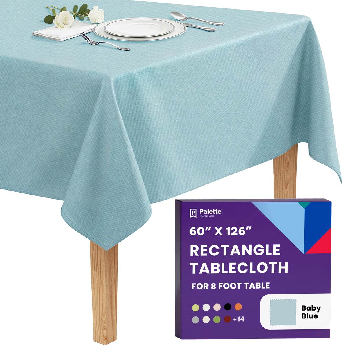 Gee Di Moda Rectangle Tablecloth - 70 x 120 Inch Navy Blue Table Cloth for 6 or 8 Foot Rectangle Tables - Heavy Duty Washable Fabric - for Holiday Party, Dinner, Weddings, Baby Shower & Events