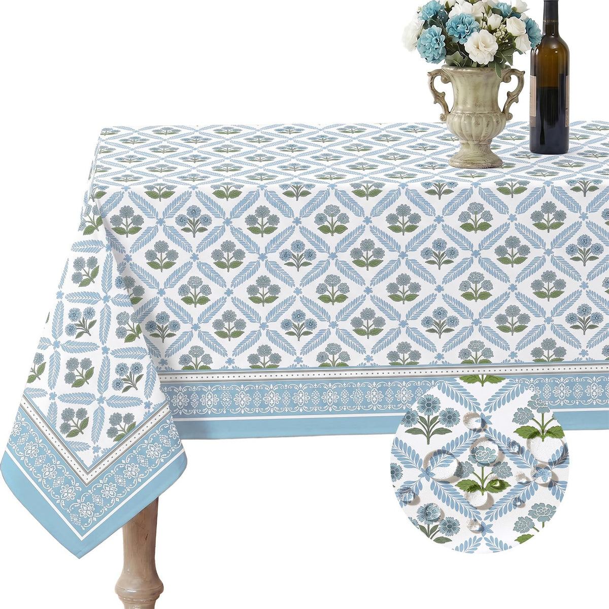 pickyNproud Waterproof Tablecloth Floral Table Cloth Spill Proof Rectangle Tablecloths for Dining Room, Wipeable Fabric Table Cover for Kitchen
