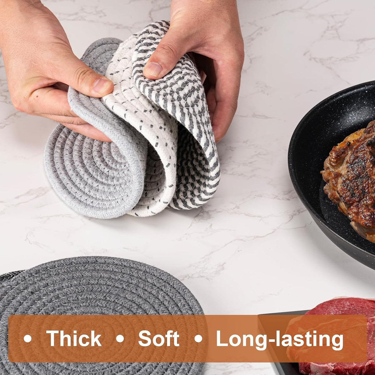 7 Inch Trivets for Hot Dishes, Pot Holders for Kitchen, Hot Pads, Coasters
