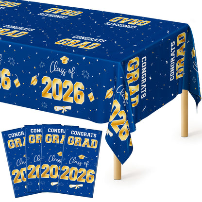 QZYL 4 Packs White Plastic Tablecloth, Large Sturdy Disposable Table Cloth