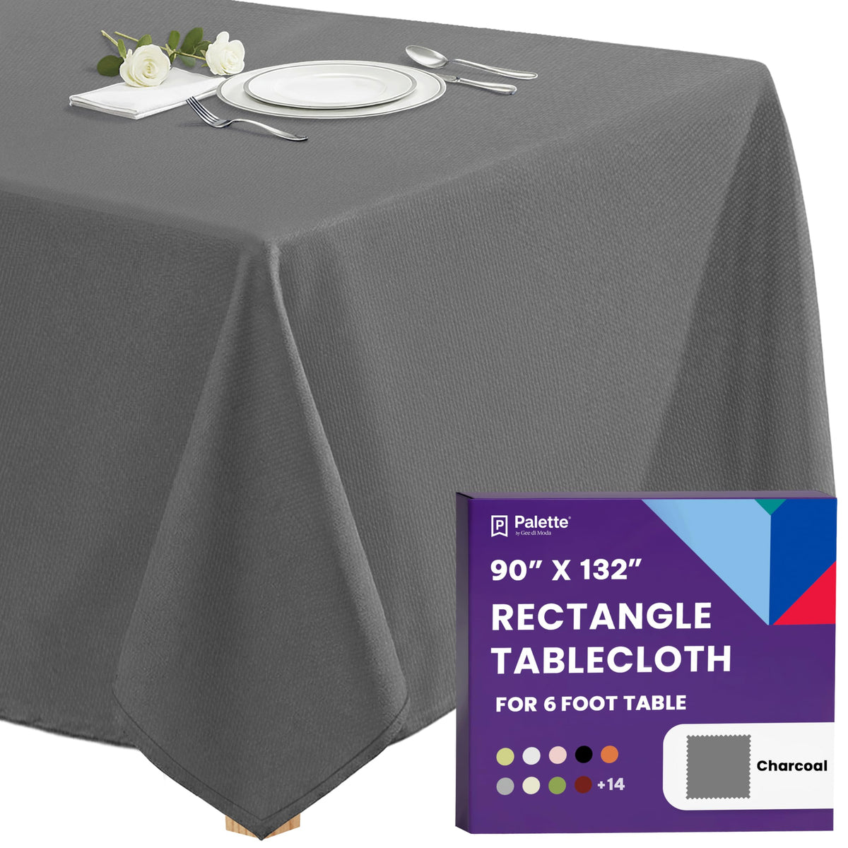Gee Di Moda Rectangle Tablecloth - 70 x 120 Inch Navy Blue Table Cloth for 6 or 8 Foot Rectangle Tables - Heavy Duty Washable Fabric - for Holiday Party, Dinner, Weddings, Baby Shower & Events