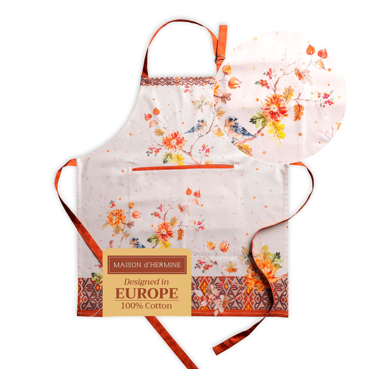 Maison d' Hermine Aprons for women with Pocket 100% Cotton (27.50"x31.50")