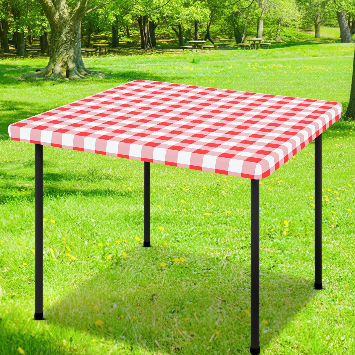 Smiry 6 Foot Picnic Table Cloth, Flannel Backed Fitted Vinyl tablecloths