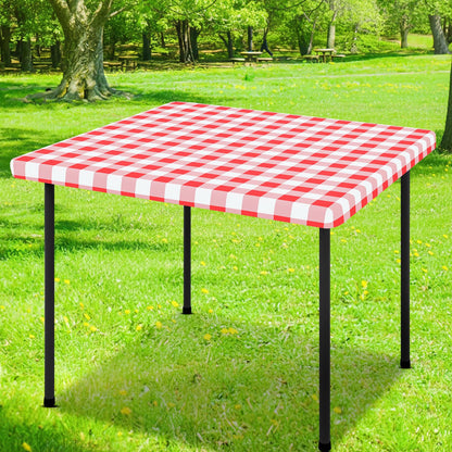 Smiry 6 Foot Picnic Table Cloth, Flannel Backed Fitted Vinyl tablecloths