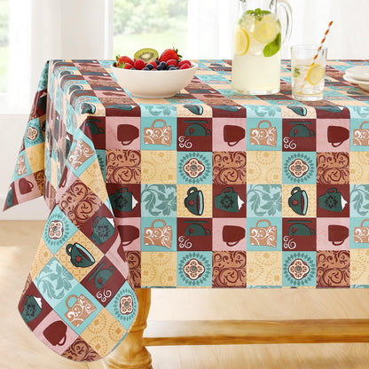 Smiry Rectangle Table Cloth, Waterproof Vinyl Tablecloths with Flannel Backing, Wipeable Spillproof Plastic Table Cover for Dining, Indoor and Outdoor (Champagne, 60 "x 84")