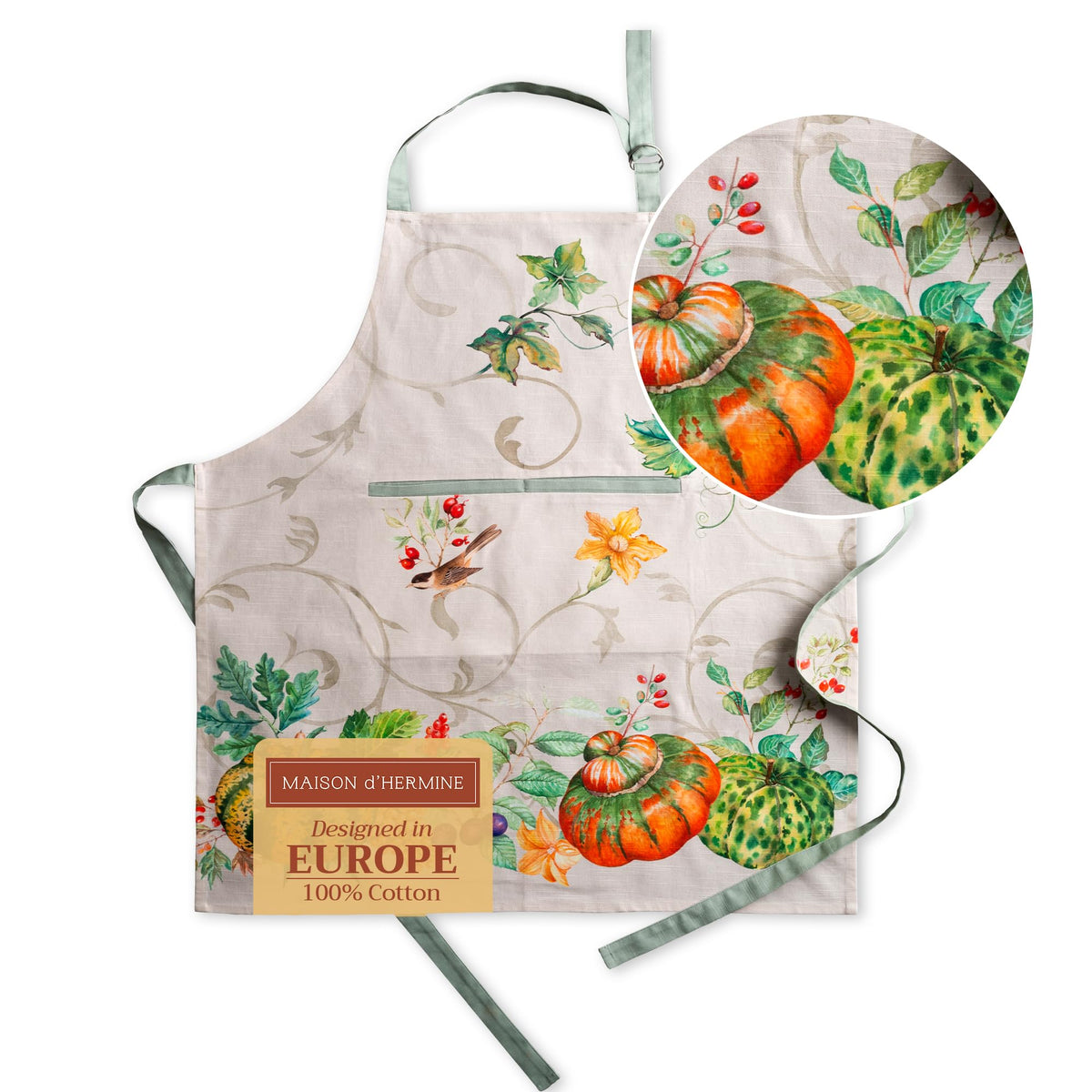 Maison d' Hermine Aprons for women with Pocket 100% Cotton (27.50"x31.50")