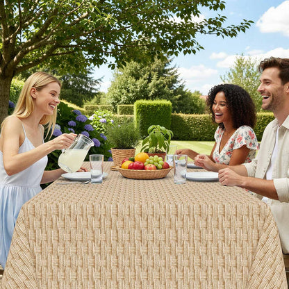 Smiry Rectangle Table Cloth, Waterproof Vinyl Tablecloths with Flannel Backing, Wipeable Spillproof Plastic Table Cover for Dining, Indoor and Outdoor (Champagne, 60 "x 84")