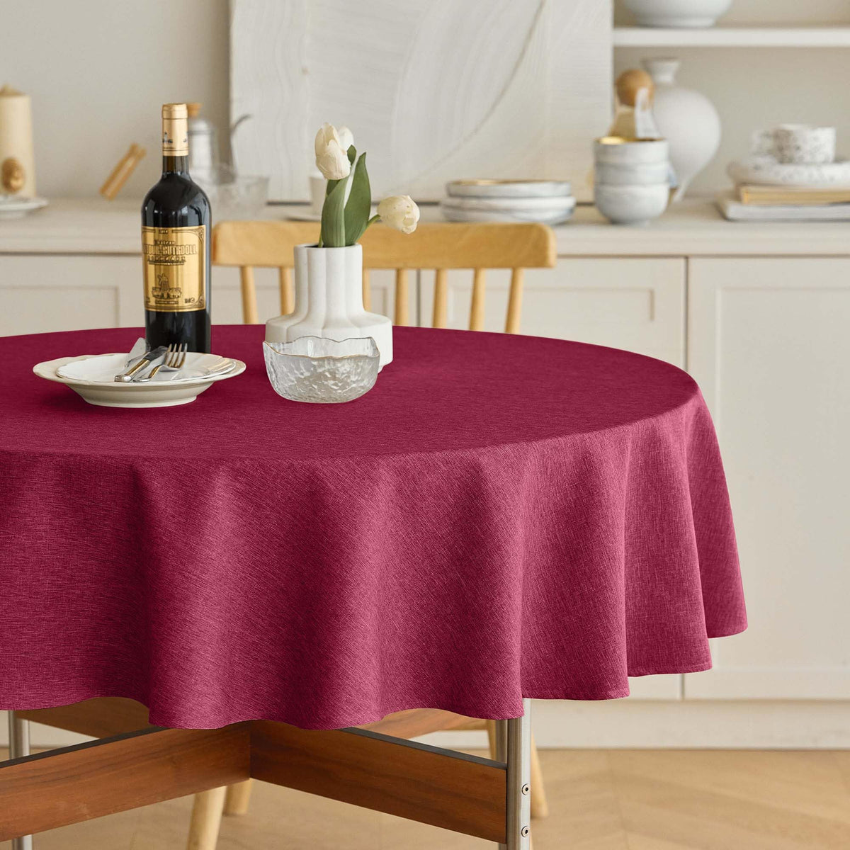 Decorelia Linen Textured Fall Tablecloth Rectangular Burnt Orange, 52"x70"