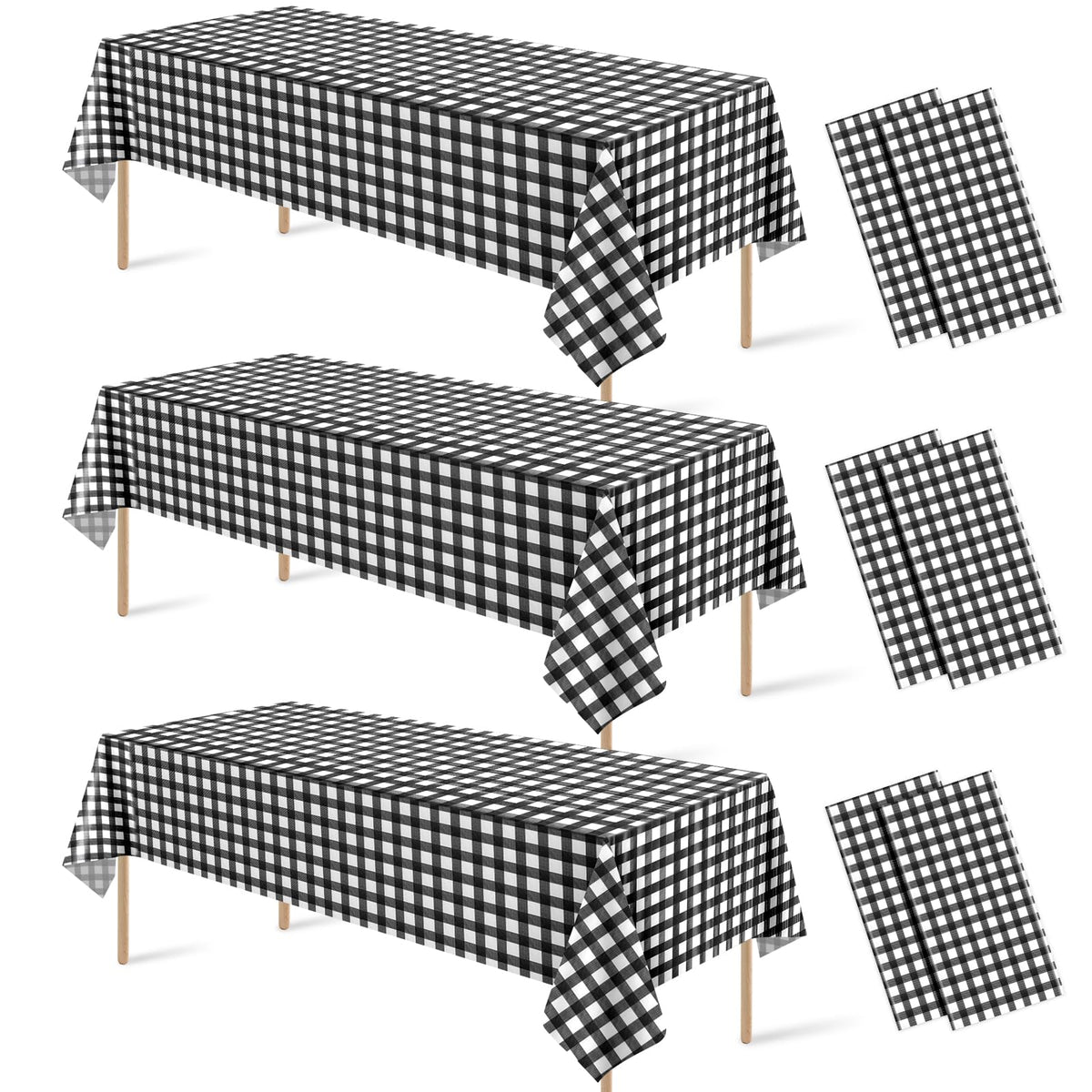 3 Pcs Sage Green Gingham Tablecloths, Checkered Table Covers 54 x 108 Inch