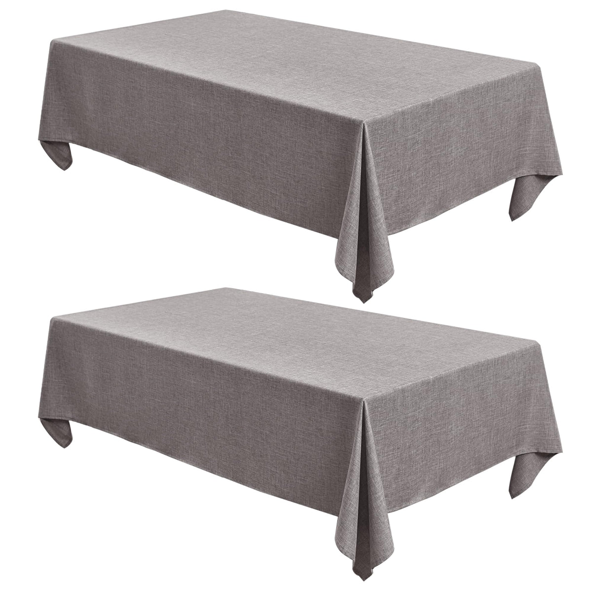 Fitable Nature Faux Linen Tablecloths Rectangle 60 x 84 Inch - 2 Pack Neutral Table Clothes for 4-6 Foot Tables, Wrinkle-Proof Faux Burlap Table Cover for Dining, Farmhouse, Outdoor Picnic, Camping