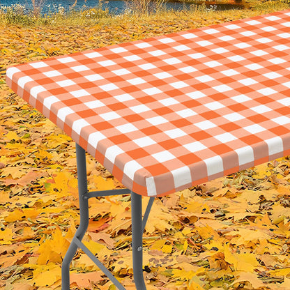 Smiry 6 Foot Picnic Table Cloth, Flannel Backed Fitted Vinyl tablecloths