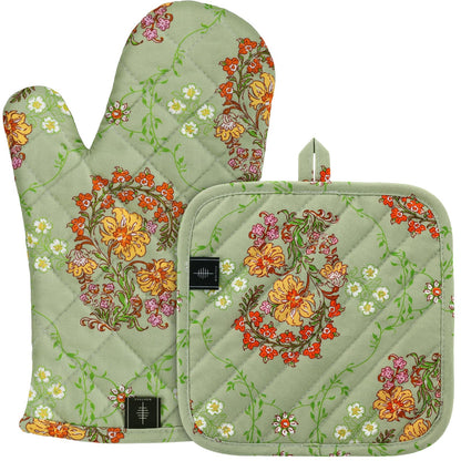 Cotton Pot Holders for Kitchen Heat Resistant Potholder Hot Pads Trivet Coaster Non-Slip Potholders Set for Cooking and Baking (2, Green Plaid, Square，8.27 in²)