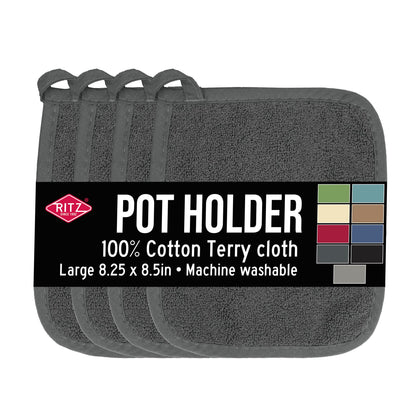 RITZ Terry Potholder & Hot Pad: Unparalleled Heat Resistant, Durable 100% Cotton – Ergonomically Designed for Optimal Grip – Easy-Care Machine Washable – 2-Pack, Federal Blue