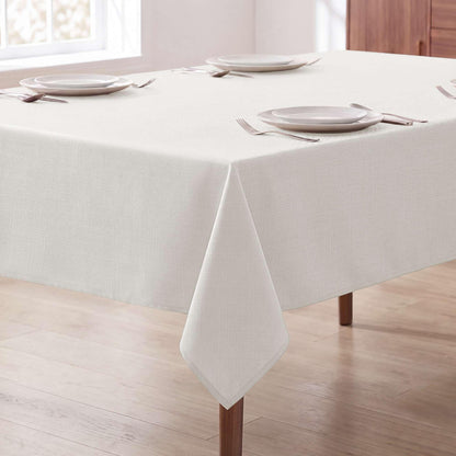 H.VERSAILTEX Linen Table Cloths Rectangle 60 x 84 Inch Premium Tablecloth Spill-Proof Waterproof Table Cover for Dining Buffet Feature Extra Soft and Thick Fabric Wrinkle Free, Natural