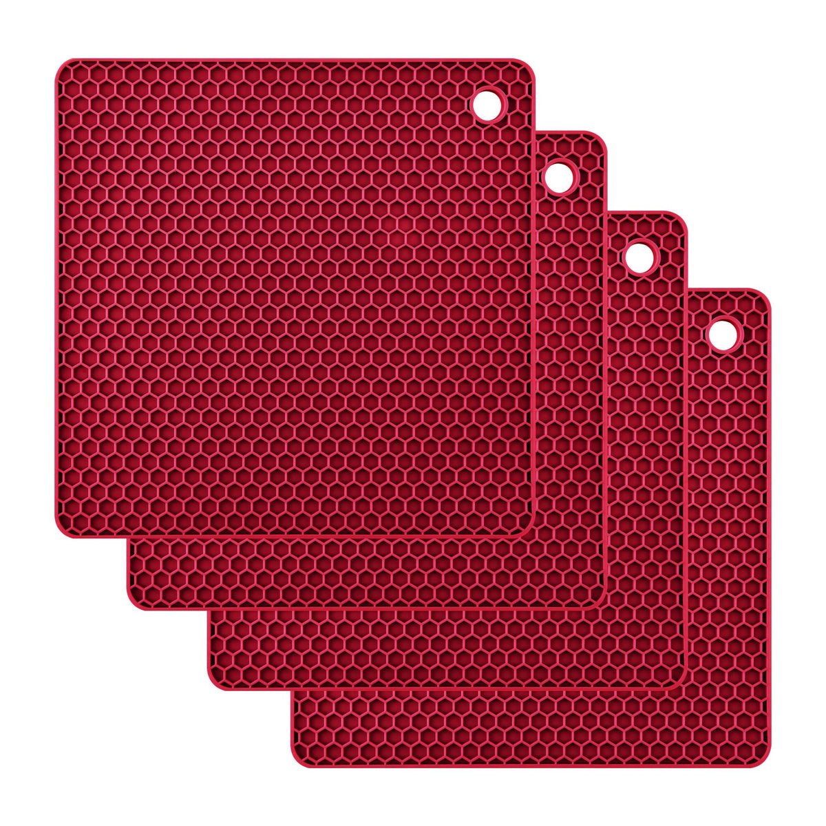 Silicone Trivets for Hot Dishes, Pots and Pans, Hot Pads for Kitchen, Dark Grey Silicone Pot Holders Mats for Kitchen Quartz Counter Heat Resistant Mat, Flexible Trivet Mat Set 4