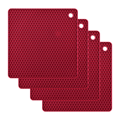 Silicone Trivets for Hot Dishes, Pots and Pans, Hot Pads for Kitchen, Dark Grey Silicone Pot Holders Mats for Kitchen Quartz Counter Heat Resistant Mat, Flexible Trivet Mat Set 4