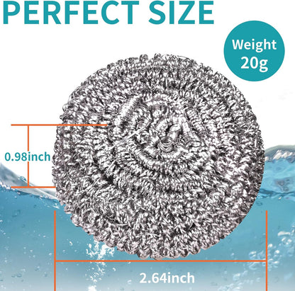 12Pcs Steel Wool Scrubber Pads for Cleaning Dishes, Pans, Pots, Ovens, Grills, Sinks - Stainless Steel Scrubbers for Kitchen, 12 Pack