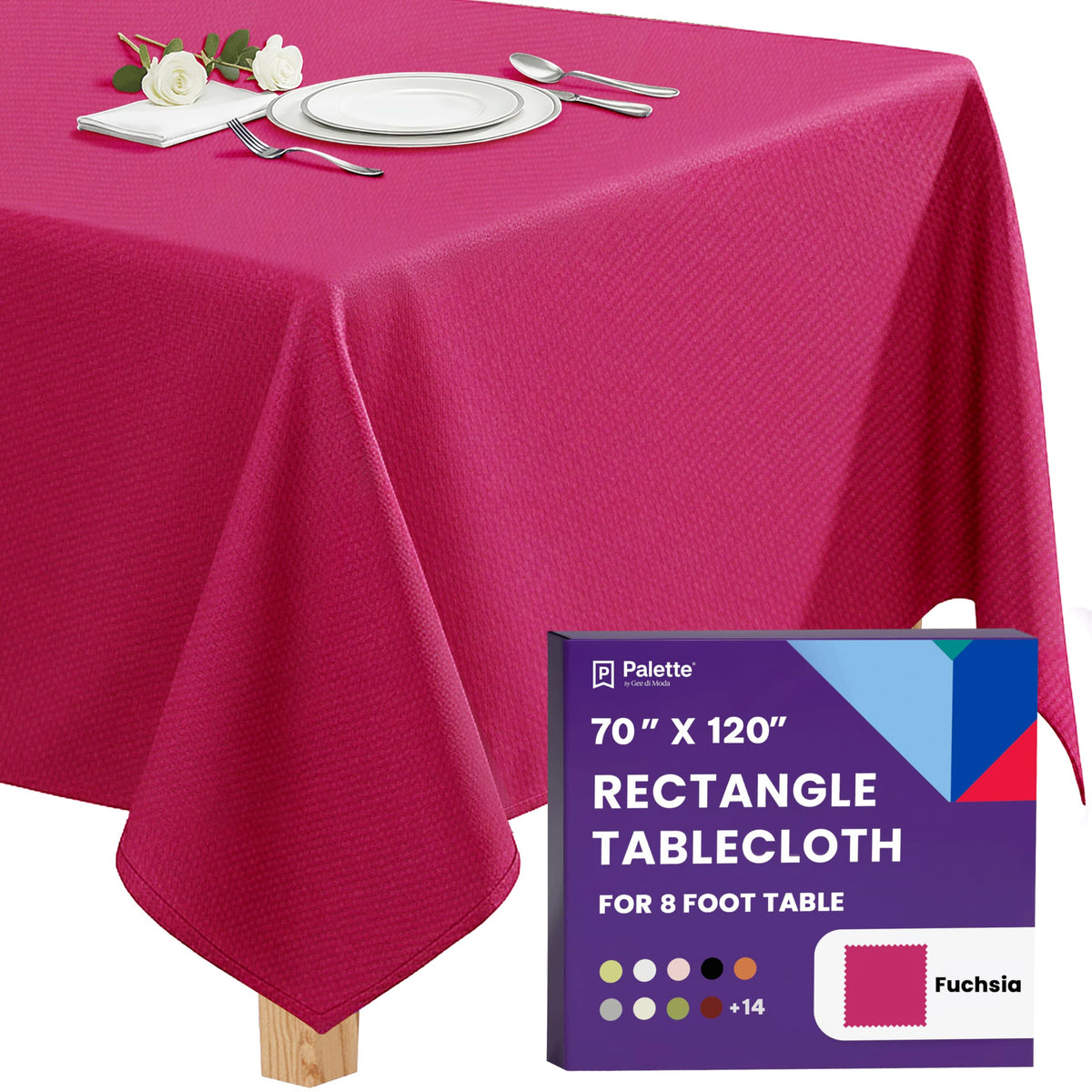 Gee Di Moda Rectangle Tablecloth - 70 x 120 Inch Navy Blue Table Cloth for 6 or 8 Foot Rectangle Tables - Heavy Duty Washable Fabric - for Holiday Party, Dinner, Weddings, Baby Shower & Events