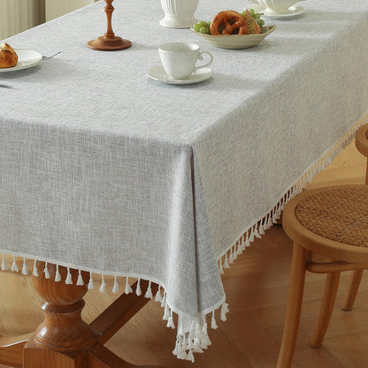 Deep Dream Tablecloth, Embroidered Waterproof Table Cloth Cotton Linen Wrinkle Free Anti-Fading Tablecloths Washable Dust-Proof Table Cover for Kitchen Dinning Party Christmas, 55 x 70 Inch - New Gray