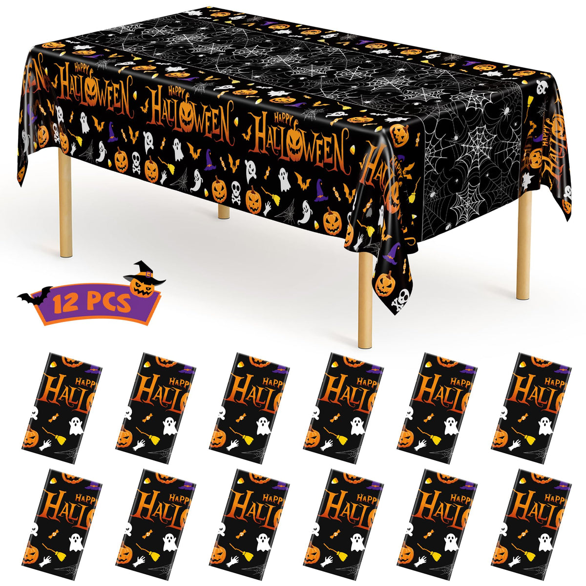 QZYL 4 Packs White Plastic Tablecloth, Large Sturdy Disposable Table Cloth