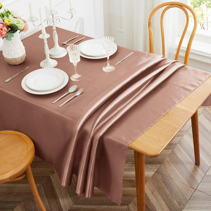 1 Pack Silver Satin Tablecloth, 58 x 102 Inches, Rectangle