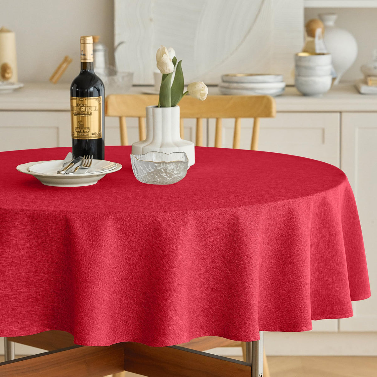 Decorelia Linen Textured Fall Tablecloth Rectangular Burnt Orange, 52"x70"