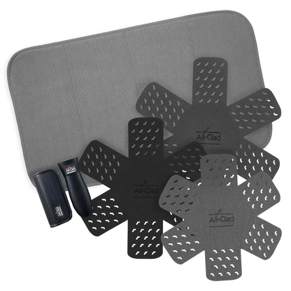 All-Clad Premium Cookware Protectors: Pot and Pan Protectors for Kitchen Organization - Perfect for Cast Iron, Steel, or Glass, (3-Piece), Black/Grey