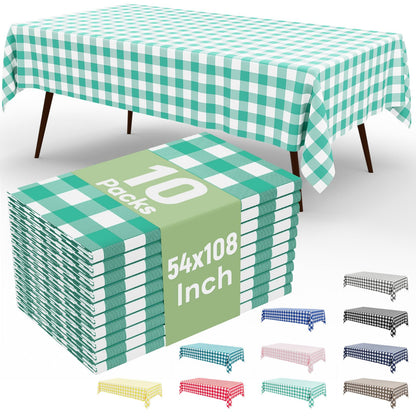 misaya 4 Packs Buffalo Disposable Table Cloth, 54 x 108 Inch Waterproof Plastic Tablecloth, Rectangle Red and White Checkered Table Covers for Picnic, Birthday, Party, Back to School