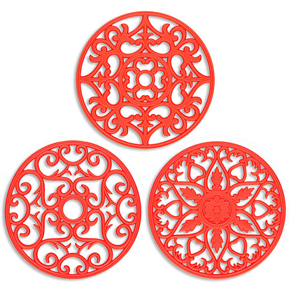 ME.FAN Trivets for Dishes/Pots/Pans, 3 Pcs Silicone Mats, Flexible/Durable/Non Slip Hot Pads to Protect Table and Counter Top (Desert Sage)
